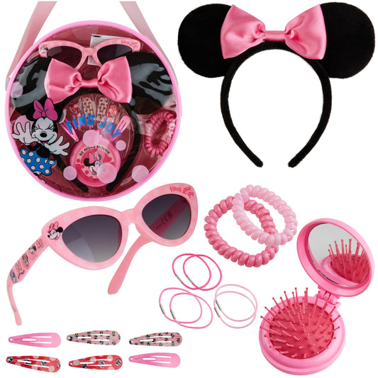 Disney Stitch Shoulder Bag for Girls Cross Body Bag with Kids Sunglasses Hair Accessories (Pink Minnie Mouse)
