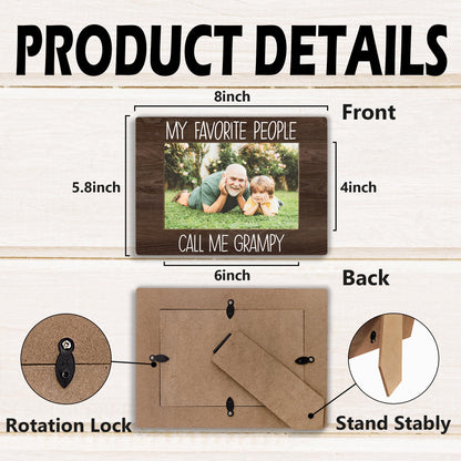 My Favorite People Call Me Grampy Picture Frame, Grampy Grandpa Gifts for Father's Day, Best Grandpa Gifts Photo Frame 4x6, Grandfather Wooden Photo Picture Frames for Desk Tabletop Decor