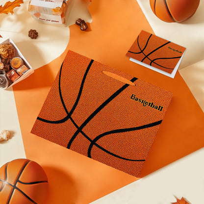 Jiaoiudi Basketball Gift Bags with Tissue Paper Greeting Card Basketball Party Bags Large with Handles Basketball Goodie Bags