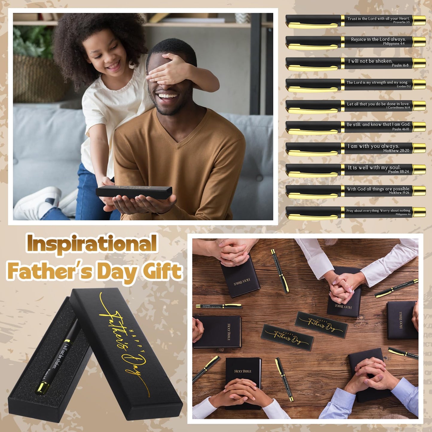Spakon 30 Set Father's Day Gifts for Church Bulk Inspirational Bible Verse Pen Religious Christian Pens with Box Faith Based Christian Gifts for Men Pastor Office Church Welcome Favor Sunday School