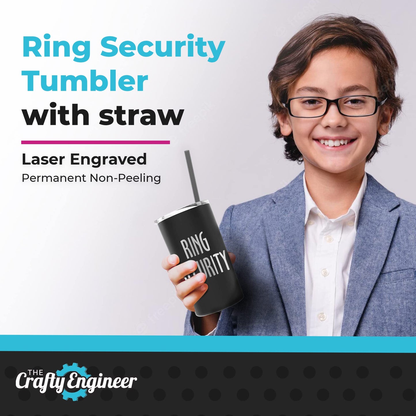 The Crafty Engineer Ring Bearer Tumbler with Straw - Unique Proposal Gift Boys - (Ring Bearer (Engraved))