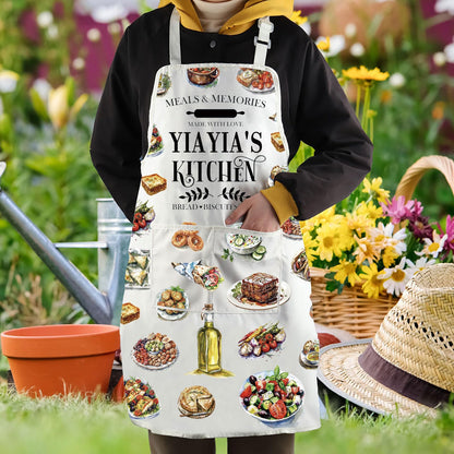 WCGXKO YIAYIA'S Kitchen Apron Yiayia Typography Gift Greek Yiayia Gift Best Yiayia Ever Gift for Grandma
