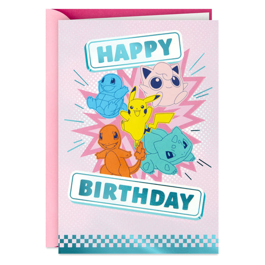 Hallmark Pokémon Birthday Card for Kid (A Champion's Heart) Charmander, Squirtle, Pikachu