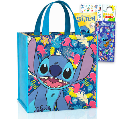 Disney Stitch Tote Bag Set - Lilo and Stitch Accessories Bundle with Stitch Grocery Bag Set with Plus Stickers, Tattoos, More | Stitch Reusable Bags for Kids, Girls, Women