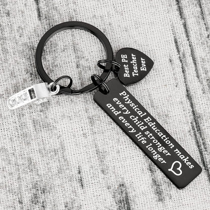 PE Teacher Appreciation Gifts Keychain for Women Men Male from Student PE Whistle Charm Keyring Thank You Gym Teachers Best P E Coach PE Keychain
