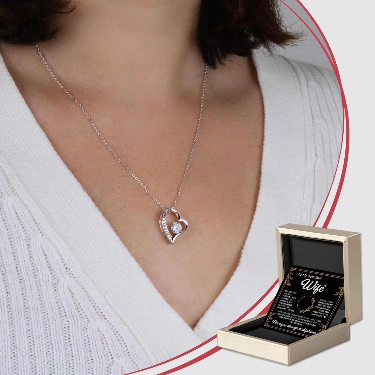 Mother Day Gift for Wife, To My Beautiful Wife Necklace from Husband, Soulmate Necklace for Women, Wifey Birthday Gift Ideas from Husband, Anniversary Jewelry Present, Romantic Jewelry for Best Wifey