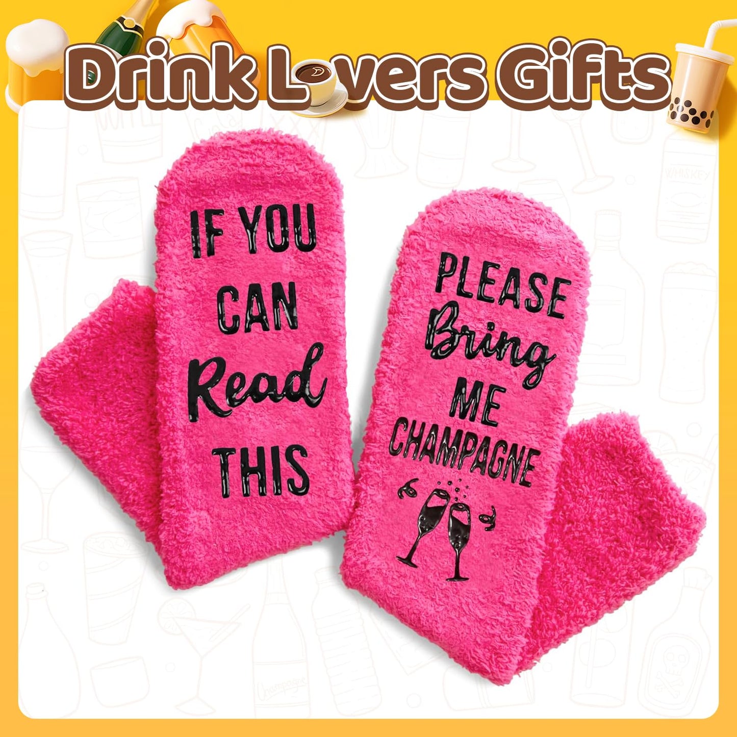HAPPYPOP Drink Socks for Women Girls - Margarita Tea Champagne Wine Coffee Gifts for Her