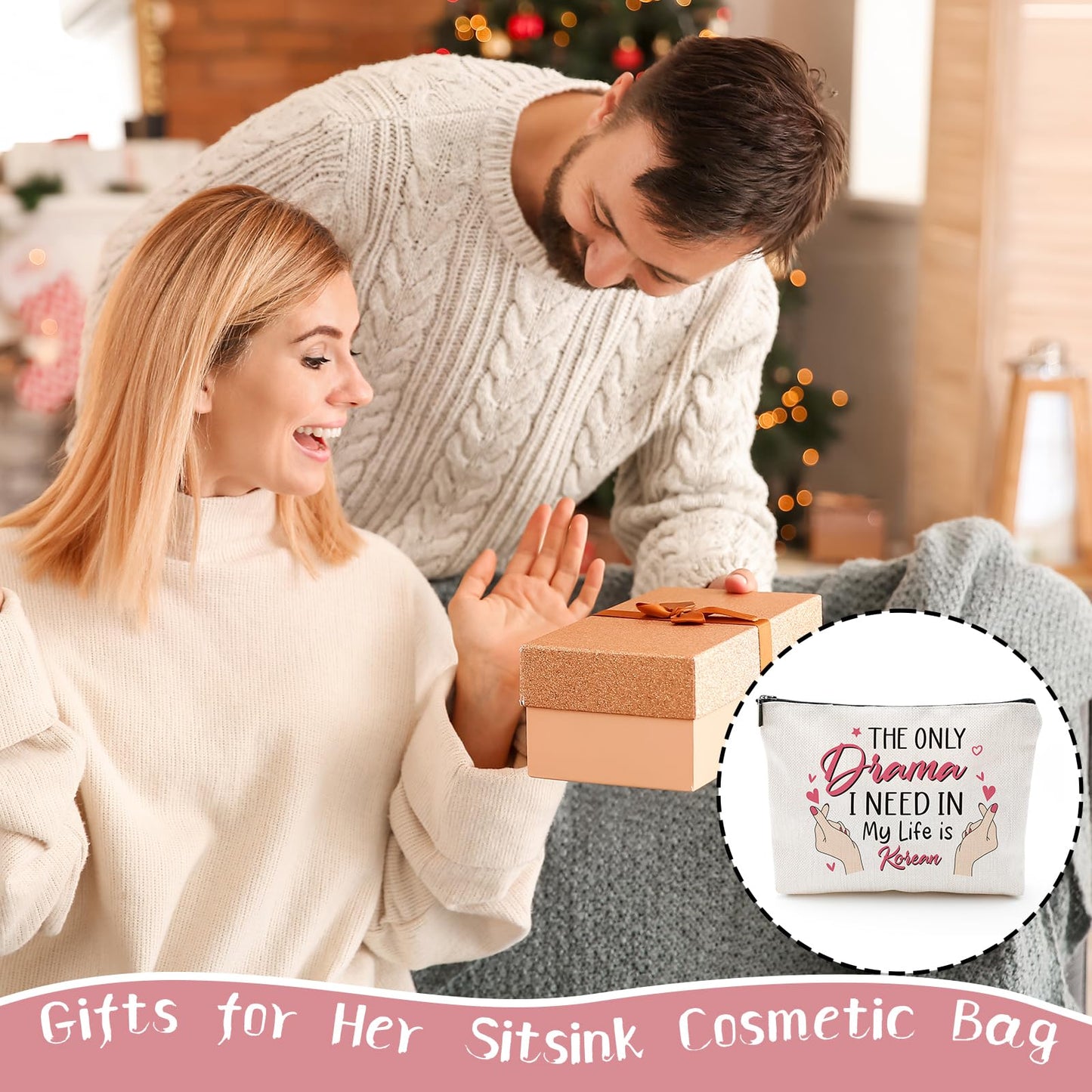 Sitsink Korean Drama Fan Gifts - Funny Gifts for K-pop Lovers, Small Makeup Bag Korean Stuff Merch Gifts for Women, Korean Accessories Essential Gifts for Friends Besties Birthday Christmas Gifts