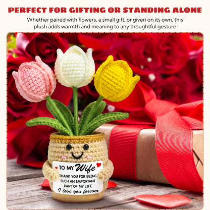 Mothers Day Birthday Gifts for Wife from Husband - Wife Mothers Day, Wedding Anniversary, Birthday Gift Ideas for Her - 6.3'' x 2.56 '' Inspirational Positive Support Tulip Crochet
