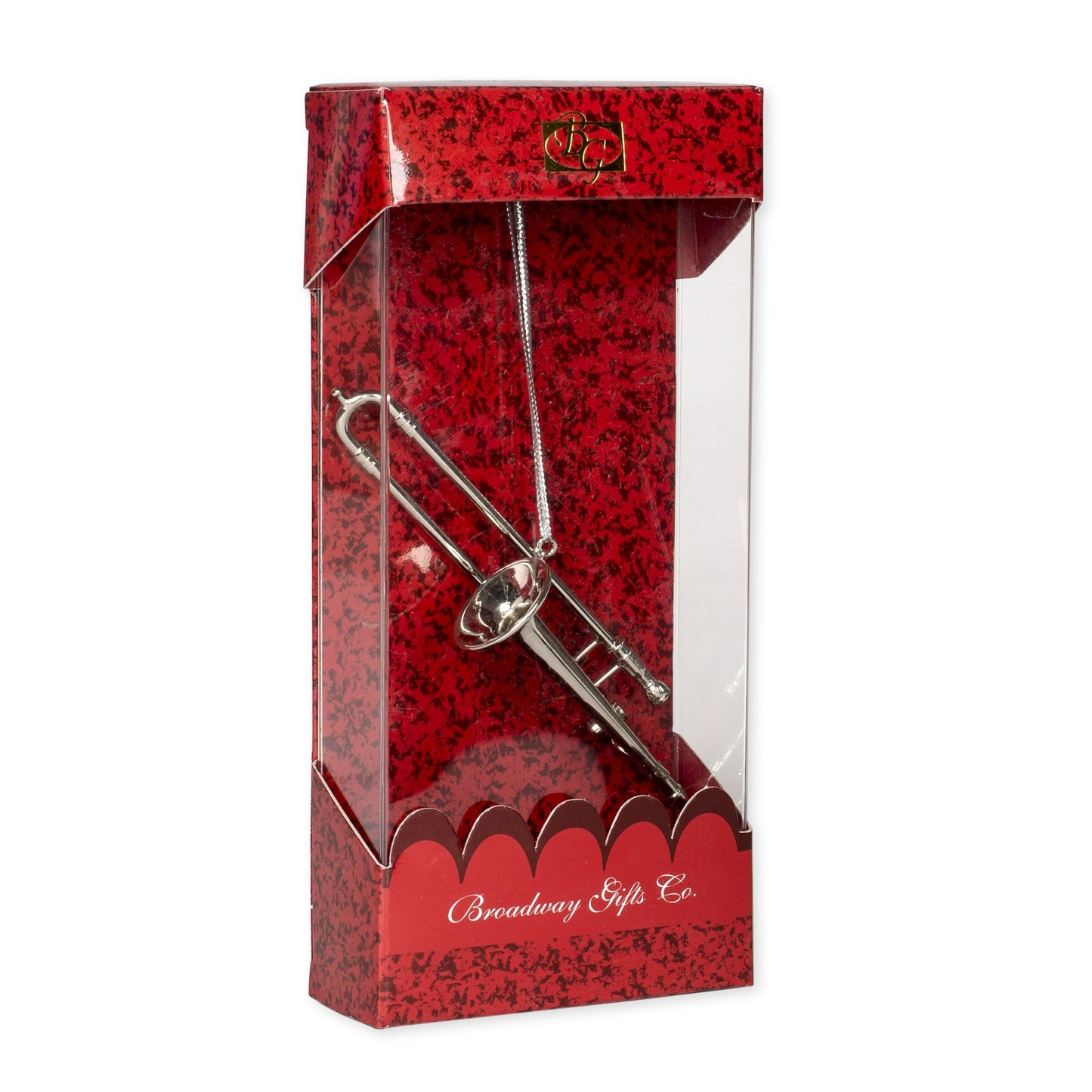 Broadway Gifts Silver Trombone Christmas Tree Ornament 4 inches