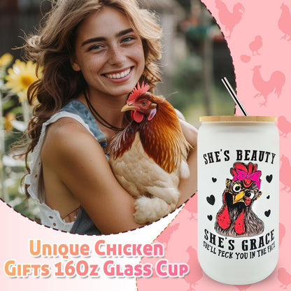 Chicken Gifts, Chicken Lover Gifts for Women, Funny Chicken Stuff with Glass Cup Tote Bag Makeup Bag Baseball Hat Candle Socks Keychain Earrings for Lady, Chicken Mom Birthday Chirstmas Gifts