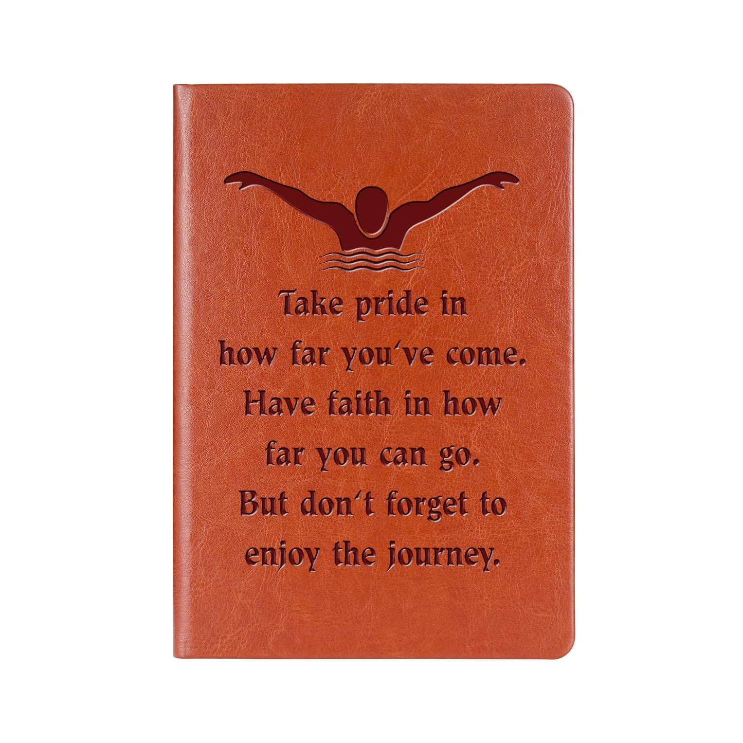 Swimming Gift Swimmer Leather Notebook Swim Lover Gifts for Swimmer Swim Team Notebook Inspirational Gift(Take pride-Swimming)