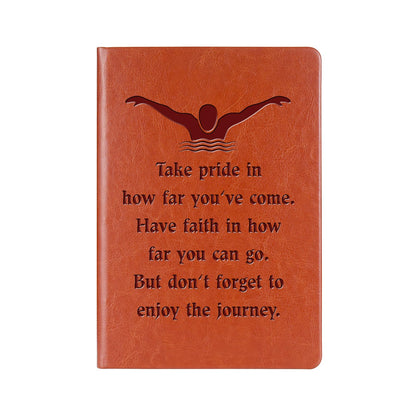 Swimming Gift Swimmer Leather Notebook Swim Lover Gifts for Swimmer Swim Team Notebook Inspirational Gift(Take pride-Swimming)