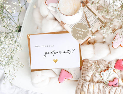 Joli Coon Will you be my godparents card with luxury envelope and wax seal - Godparents proposal gift