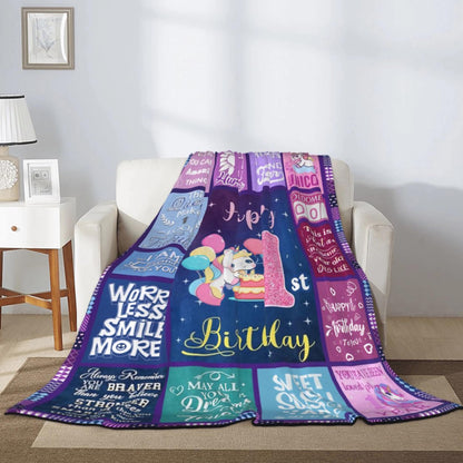 One Year Old Girl Birthday Gifts - Ultra Soft Blanket for 1st Birthday Girl Gifts,Present for One Year Old Baby Girl Celebration Fleece Throw Blanket 50"x40"
