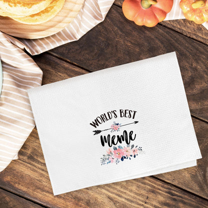 Meme Gifts Kitchen Towels, Mother's Day Christmas Birthday Gifts for Grandma from Grandkids Hand Towels Bathroom Decor, World's Best Meme Dishcloths Dish Towel for Kitchen 16x24 Inches