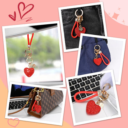 Car Keychain for Women with Rhinestone Heart Shape Bling Girl Cute Keychain for Christmas,Personalized Gift