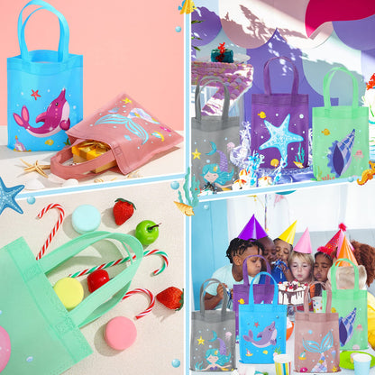 Ferraycle 36 Pcs Mermaid Party Favors Bags, Under The Sea Goodie Bags for Girls Birthday, Ocean Sea Animal Treat Pouches, Mermaid Birthday Party Supplies