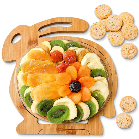 Easter Gift Basket, Healthy Assorted Dried Fruit and Shortbread Cookies Natural Snack Gift Food Tray, Office, Men, Woman, Him, Her, Kids, Children, Families, Bonnie and Pop