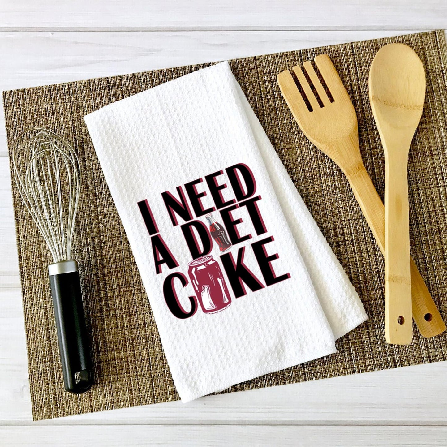 ZJXHPO Diet Drinks Kitchen Towel - Waffle Weave, Polyester/Polyamide Blend, 16"x24", Need Diet Towel