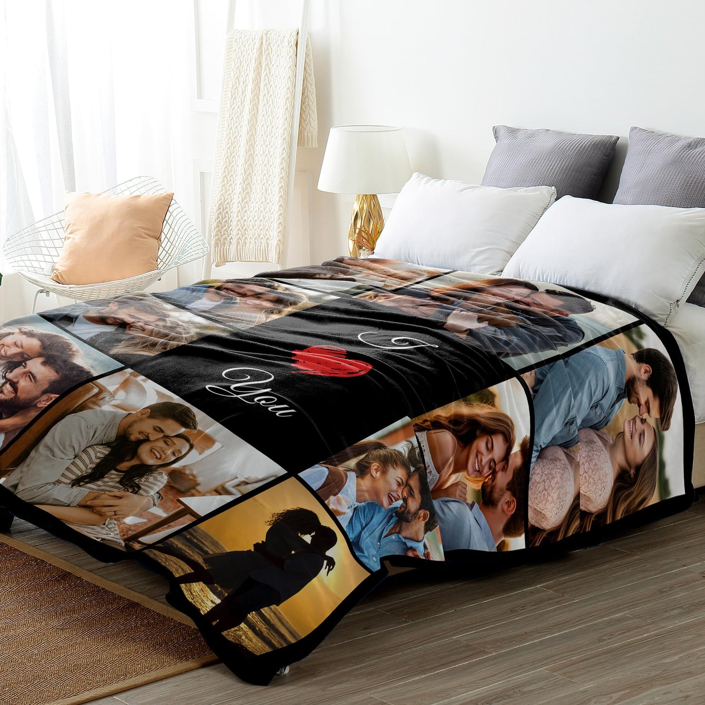 SHIPS NEXT DAY Custom Blanket with Picture Text Personalized Throws Blanket with Photos Customize Blanket Customizable Blankets Customized Gifts for Mom Dad Couple Girlfriend Boyfriend Wife Husband