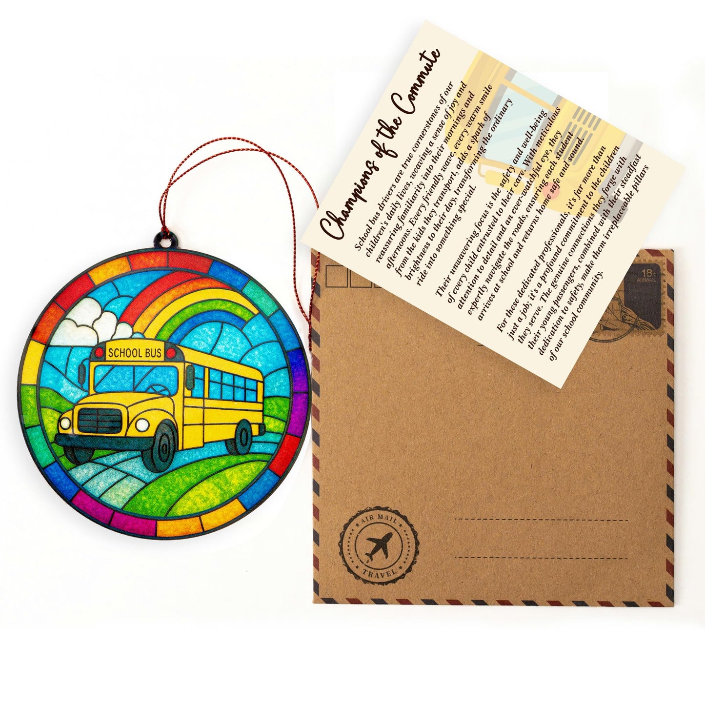 Bus Driver Gifts, Bus Driver Appreciation Gifts, School Drivers Appreciation Gift for Men, Women, Thank You Gift for School Bus Driver, Acrylic Suncatcher Effect Christmas Ornaments