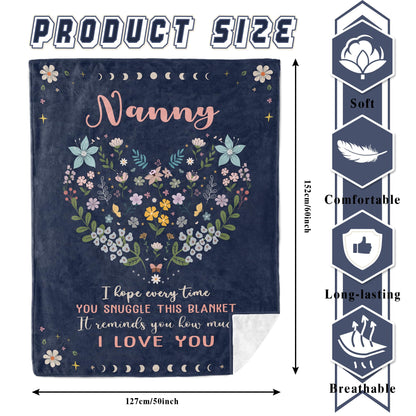 Julazy Nanny Gifts for Grandma Blanket 50"X60", Birthday Gifts for Nanny Women, Nannie Gift from Grandchildren, Best Nanny Ever Gift Idea