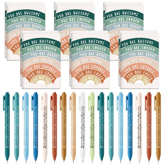 100 Pcs Mental Health Awareness Gifts Bulk Motivational Notebook Journals and Positive Affirmation Pen Mental Health Items for Coworker Nurse Week Teacher Student End of Year Gifts (Rainbow)