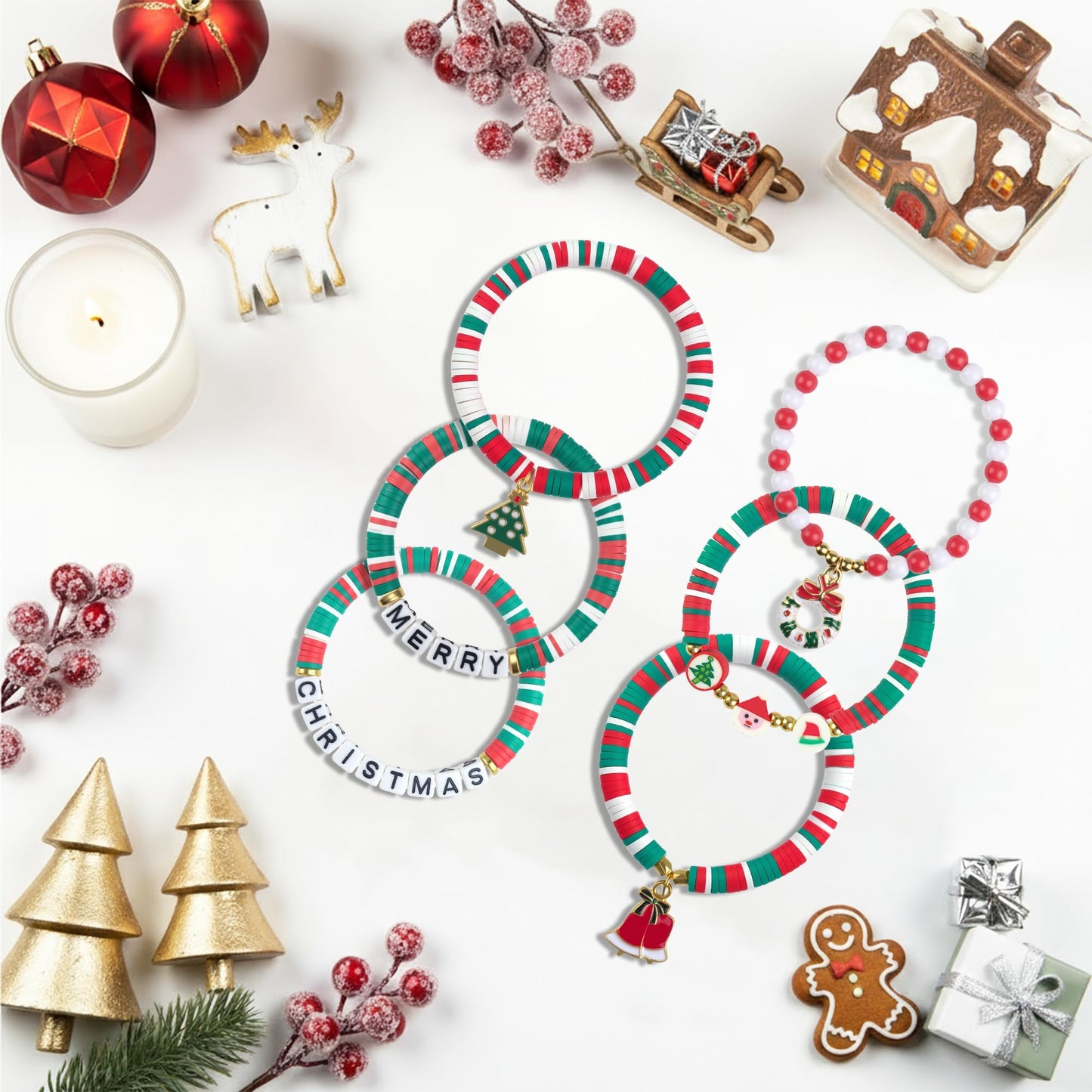 OHOME Stocking Stuffers - 6 Pack Bracelets for Teen Girls Women | Christmas Gifts for Teens Men Adults - Christmas Decorations Accessories Shirts Outfits | Xmas Sweater Dresses for Girls 2025