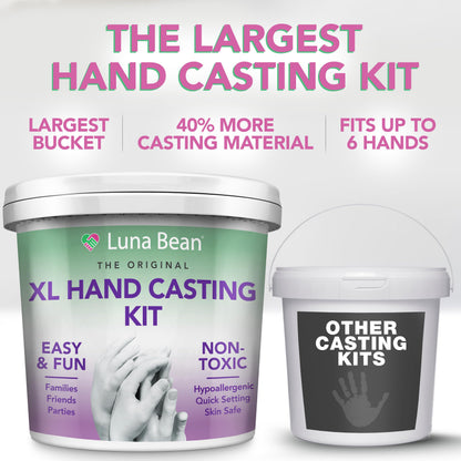 Luna Bean XL Family Hand Casting Kit – Extra Large Hand Mold Kit for Families, Casts Up to 6 Hands – Unique Family Gifts Ideas, Parents, Grandparents & Keepsake Memorial