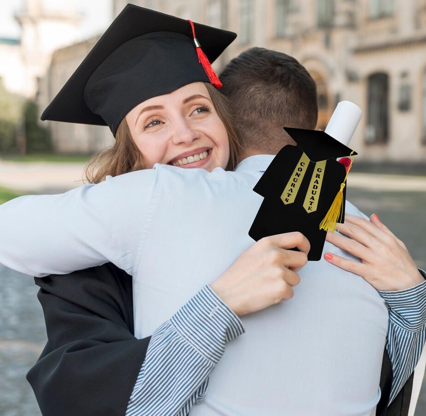 6 Pcs Graduation Gift Card Holder Graduate Shaped with Tassel Grad Gifts Cards Holders Funny Gift Class Party Supplies Ideas for High School College