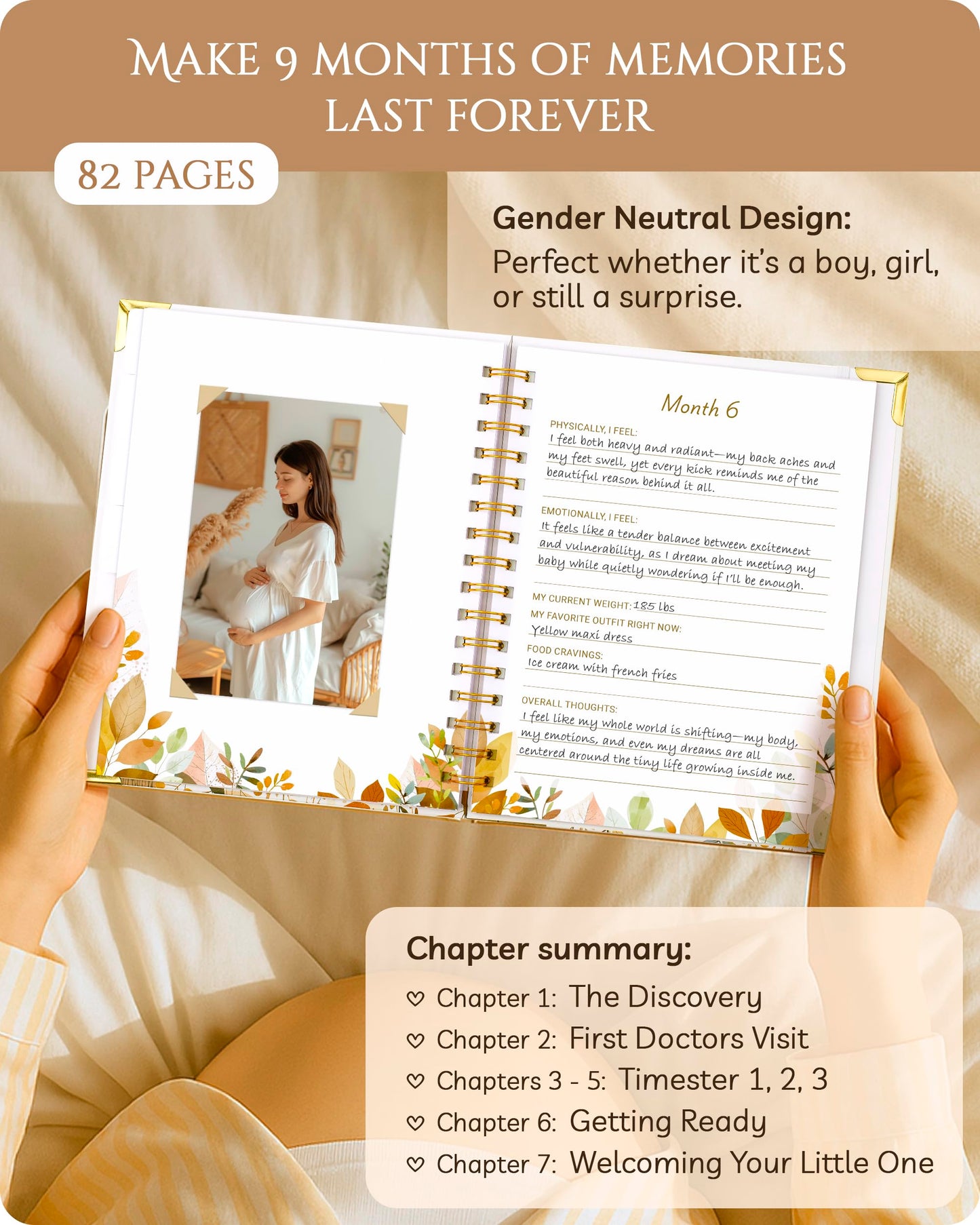 Pregnancy Journal – 82 Page Hardcover Memory Book for Expecting Moms | Beautiful & Thoughtful Mom to Be Gift, Pregnancy Book for First Time Moms, Ultrasound Baby Picture Pocket