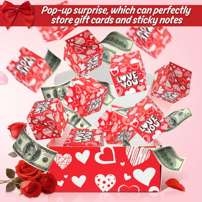NefosLeuki Surprise Gift Box Explosion for Money,Valentines Pop-Up Explosion Gifts Box,Folding Bounce Box for Valentine's Day,Birthday,Anniversary(Red-20 Bounces)