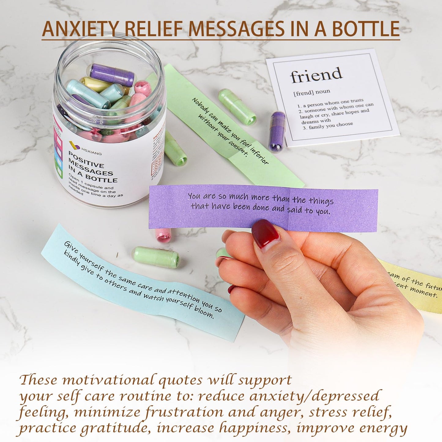 Positive Affirmations Messages in a Bottle（5oz）, Gifts For Women And Men.Motivational Gift,Valentines Day Gifts for Her, Unique Gift.