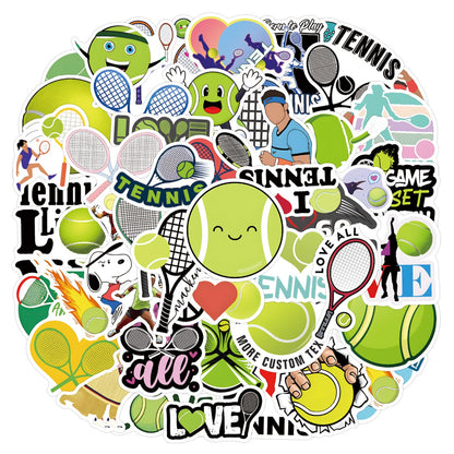 57PCS Tennis Stickers,Motivational Sport Water Bottle Stickers,Ball Team Gifts for Sports Lovers,Teens and Adults Ball Party Favors, Tennis Decorations