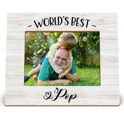 Pop Pops Gifts Picture Frames, Pop Grandpa Photo Frame Gift for Grandfather Fathers Day Christmas from Grandkids, World's Best Pop Picture Frame, Grandpa Wood Picture Frames for 5x7 Photos