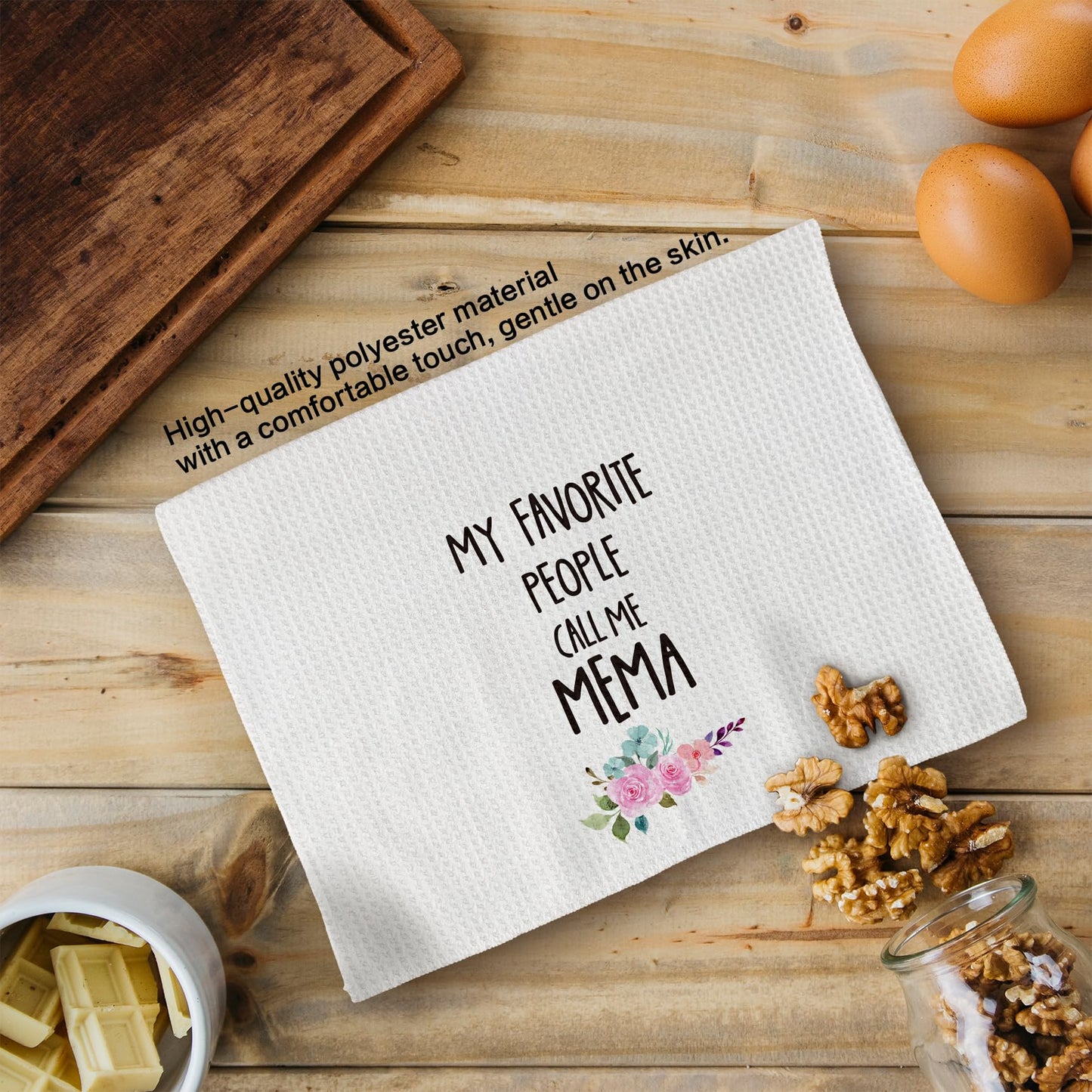 Mema Gifts Kitchen Towels, Gifts for Mema Hand Towels, MemaGrandma Christmas Dish Towels TeaTowels for Kitchen, MemaGrandmaGifts from Grandkids, 16x24inch