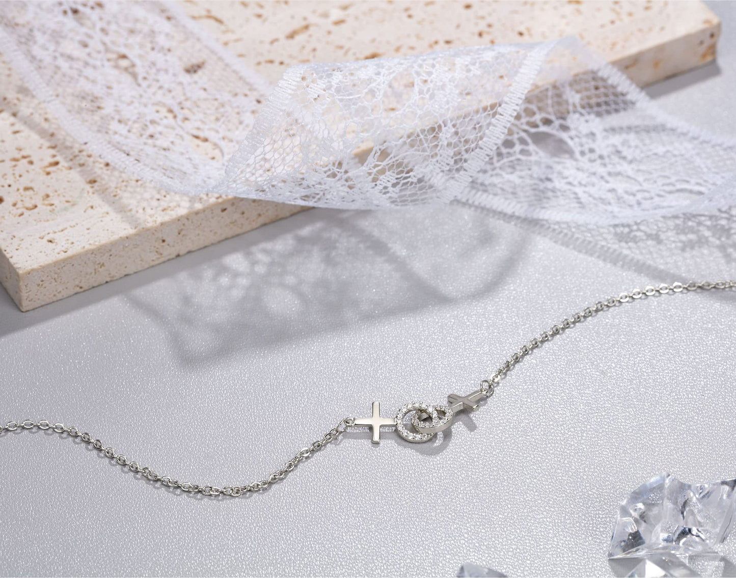 Lesbian Pride Gifts Lesbian Necklace LGBT Pride Necklace Gifts Rhinestone Silver Necklaces