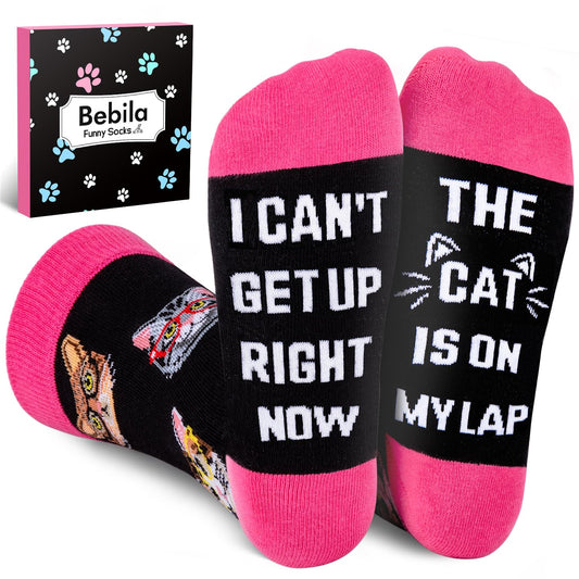 Bebila Gift for Mom Funny Socks for Cat Dad Mom Birthday Gifts for Mom Novelty Socks Gifts for Cat Lovers