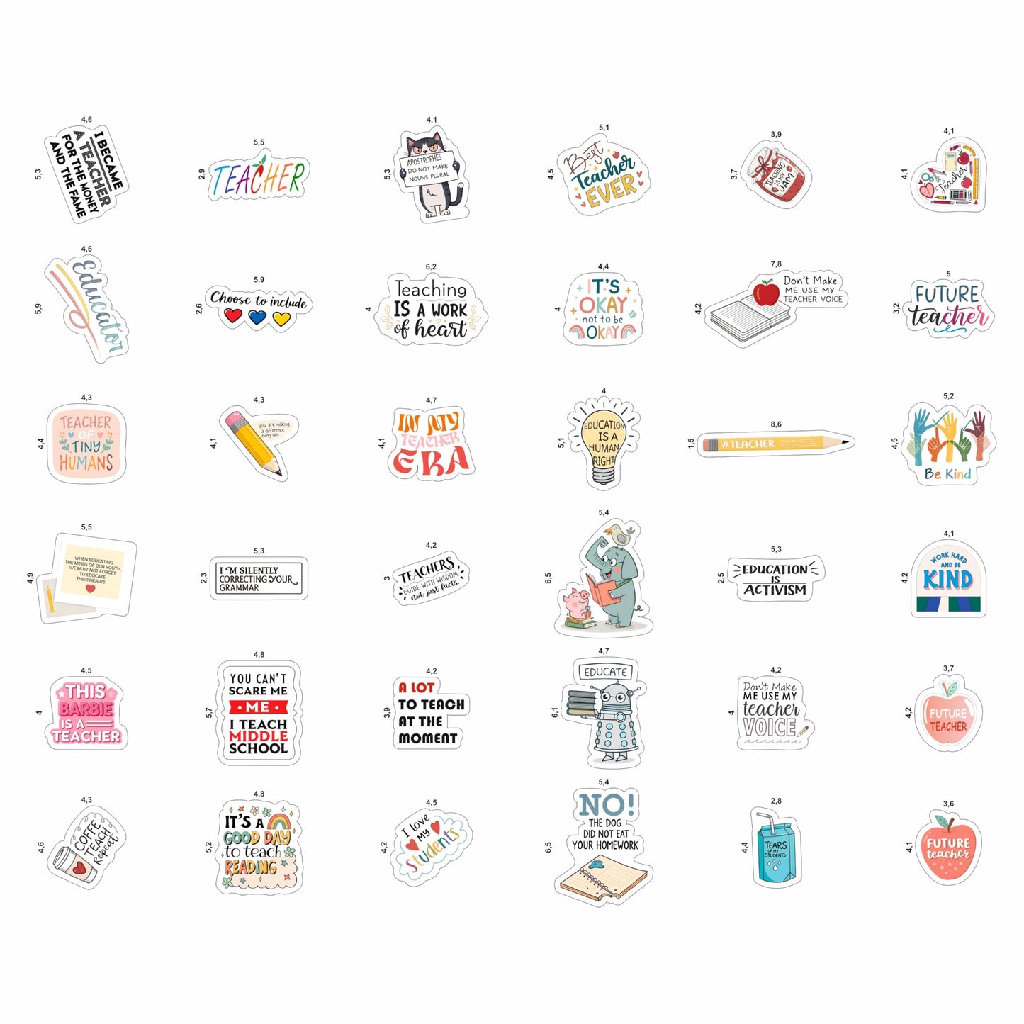 100Pcs Funny Teacher Stickers for Laptop, Water Bottles and Planner - Funny Teacher Gifts Appreciation - Gift for Women & Men