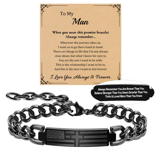 Gifts for Dad Husband Son Religious Christian Gifts Cross Bracelet for Men Teen Boys Adjustable Stainless Steel Bracelets for Men with American Flag Boyfriends Brother Grandson Baptism Birthday Gift