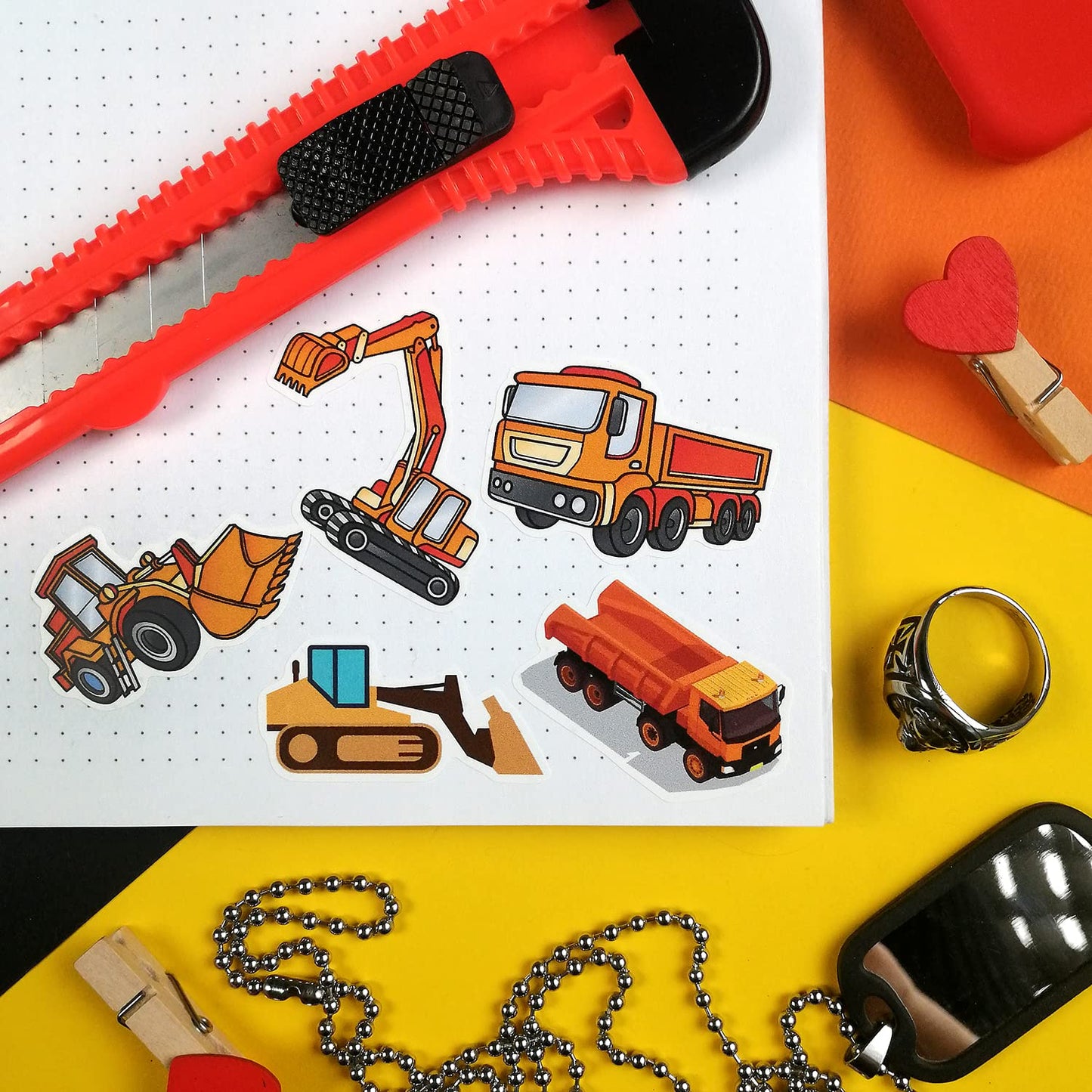BulbaCraft 100 Pcs Construction Stickers - Construction Birthday Party Supplies, Gifts for Women & Men