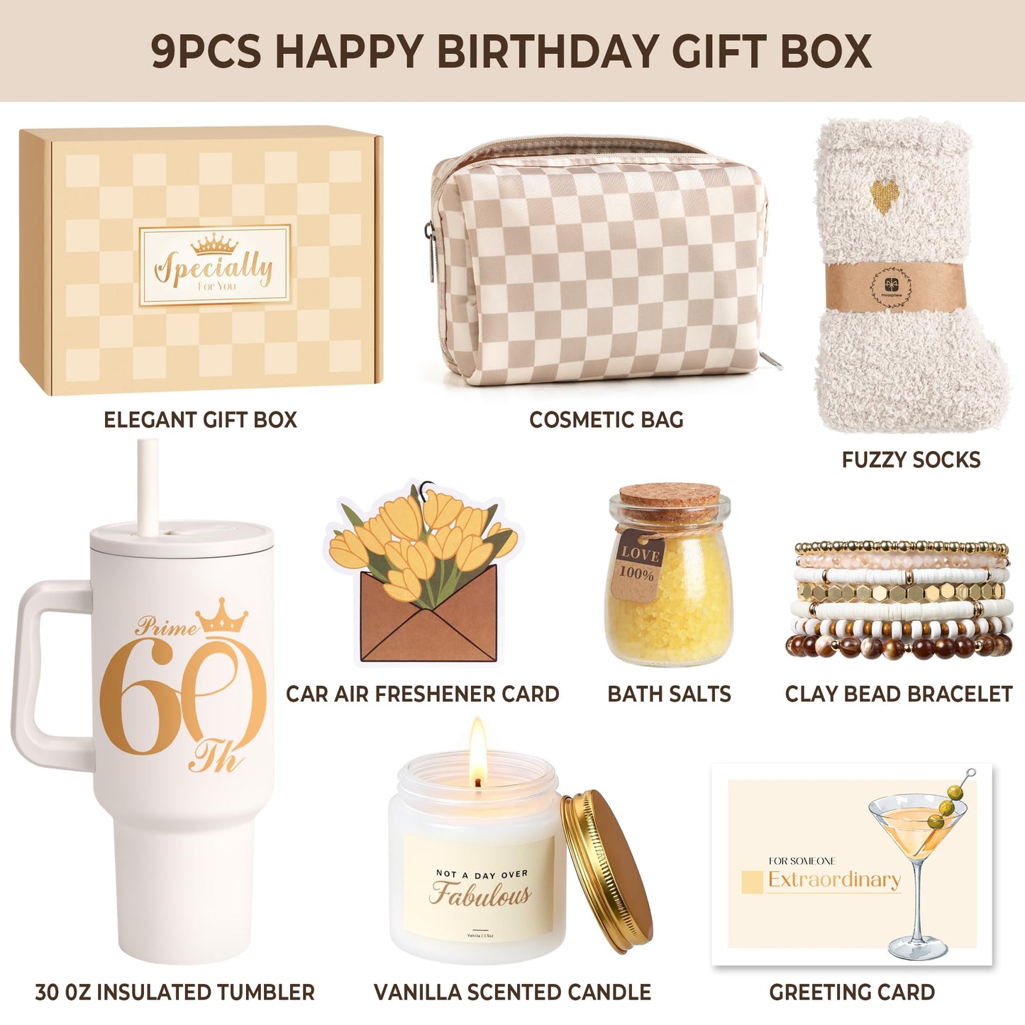 60th Birthday Gifts for Women - 1966 Happy Birthday Gift for Woman - 60 Year Old Birthday Gifts for Women with Tumbler - Unique Womens 60th Birthday Gifts Ideas for Mom, Grandma, Sister, Friend
