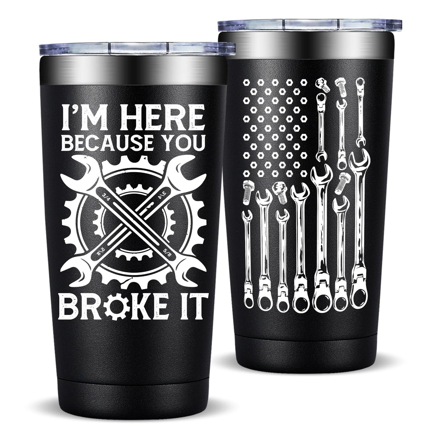 Fufandi Mechanic Gifts - Maintenance Appreciation Gift, Maintenance Man Gifts for Men - Mechanic Worker Travel Coffee Tumbler 20oz