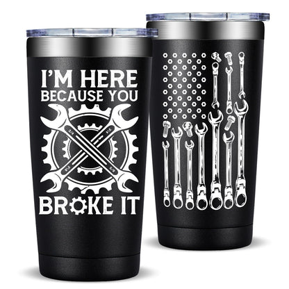Fufandi Mechanic Gifts - Maintenance Appreciation Gift, Maintenance Man Gifts for Men - Mechanic Worker Travel Coffee Tumbler 20oz