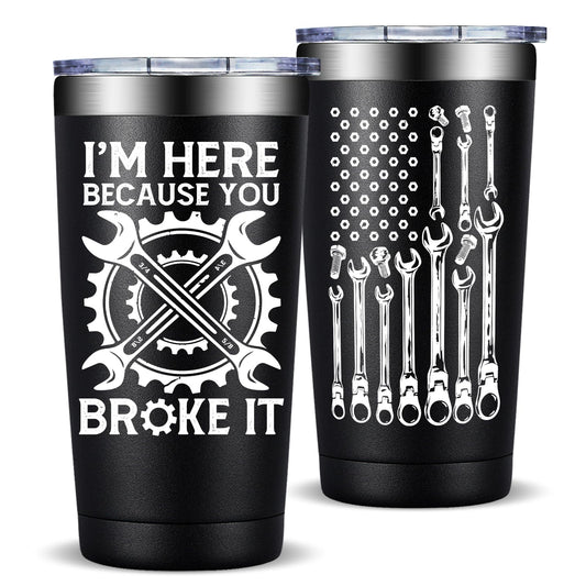 Fufandi Mechanic Gifts - Maintenance Appreciation Gift, Maintenance Man Gifts for Men - Mechanic Worker Travel Coffee Tumbler 20oz