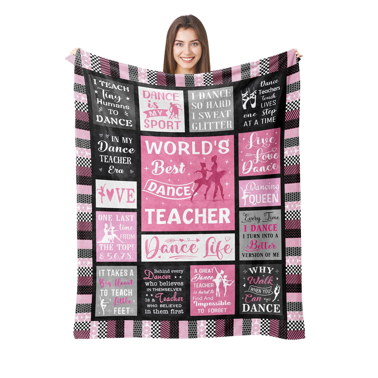 Dance Teacher Gift Blanket, Christmas Birthday Appreciation Gifts for Dance Teacher, Thank You Gift for Teachers Day, Retirement, Graduation, or End of Year（Pink, 60"X50"）