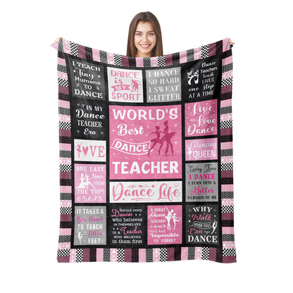 Dance Teacher Gift Blanket, Christmas Birthday Appreciation Gifts for Dance Teacher, Thank You Gift for Teachers Day, Retirement, Graduation, or End of Year（Pink, 60"X50"）