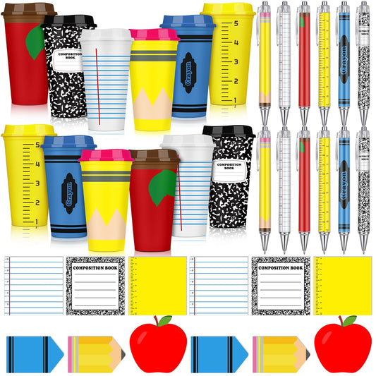 Honeydak 12 Set End of Year Teacher Appreciation Gift in Bulk Graduation Teachers Gift Bulk Teacher Tumbler Cute Composition Book Sticky Note Ballpoint Pen for Mentor Lecturer Educator (16 oz,Classic)