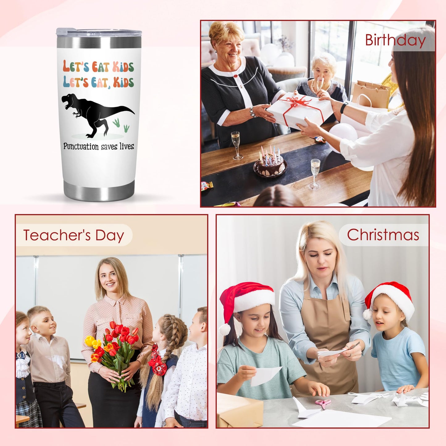 OASSIE Teacher Appreciation Gifts for Women Men - Saurus Kids 20 oz Stainless Steel Tumbler - Teachers Day Thank You Birthday Appreciation Gifts for Women Coworkers Teachers, Funny Teacher Gift Ideas